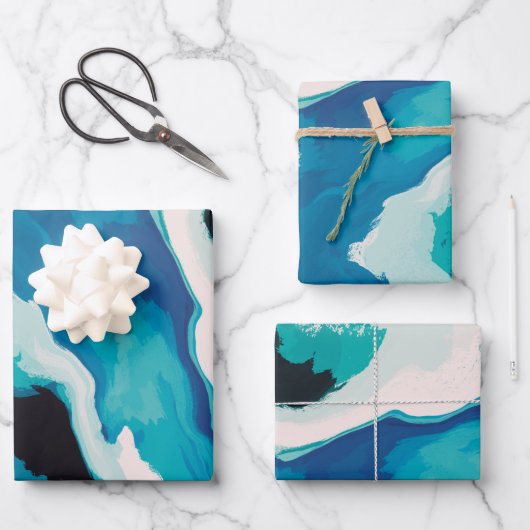 Abstrakt Pastel Paint Lagoon Edition Geschenkpapier Set (Vorderseite)
