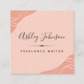 Abstrakt Pastel Peach Color Freelance Writer Boho Quadratische Visitenkarte (Vorderseite)