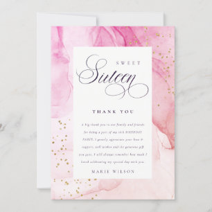 Abstrakt Pastel Pink Lila Sweet 16 Geburtstag Dankeskarte