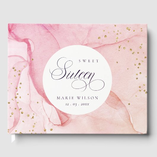Abstrakt Pastel Pink Lila Sweet 16 Geburtstag Gästebuch (Vorderseite)
