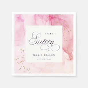Abstrakt Pastel Pink Lila Sweet 16 Geburtstag Serviette