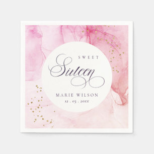 Abstrakt Pastel Pink Lila Sweet 16 Geburtstag Serviette