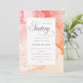 Abstrakt Pastel Pink Orange Sweet 16 Birthday Einladung (Stehend Vorderseite)