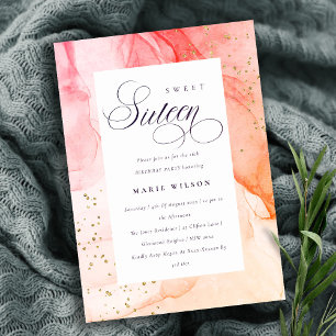 Abstrakt Pastel Pink Orange Sweet 16 Birthday Einladung