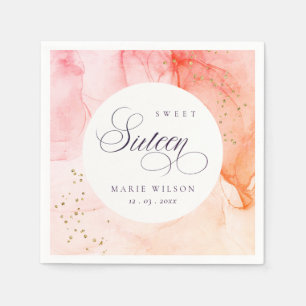 Abstrakt Pastel Pink Orange Sweet 16 Birthday Serviette
