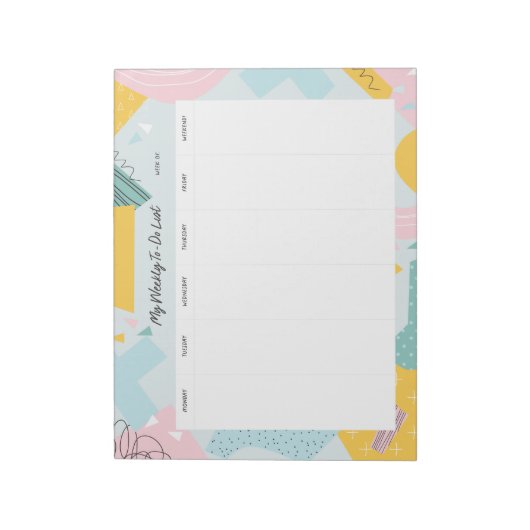 Abstrakt Pastel Weekly Planner Notizblock (Rotiert)