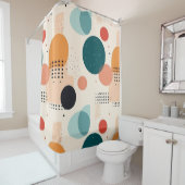 Abstrakt pastellfarbene, beige-orangefarbene grüne duschvorhang (Beispiel)