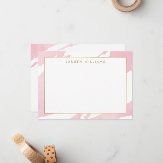 Abstrakt Pastellrosa Pinselstriche Flat Notecard Mitteilungskarte (Vorderseite/Rückseite Beispiel)