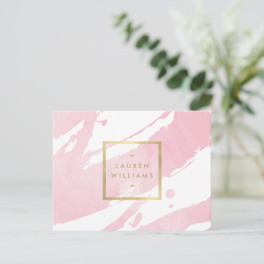 Abstrakt Pastellrosa Pinselstriche Postkarte (Stehend Vorderseite)