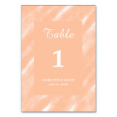Abstrakt Peach Fuzz Wasserfarbe Moderne Minimalist Tischnummer (Vorderseite)