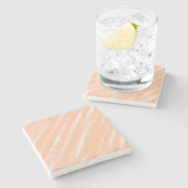 Abstrakt Peach Fuzz Wasserfarbe Moderne Technik Steinuntersetzer (Seitenansicht)