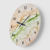 Abstrakt Peach Green Art Große Wanduhr (Winkel)