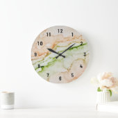 Abstrakt Peach Green Art Große Wanduhr (Zuhause)