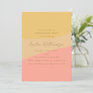 Abstrakt Peach Yellow Boho Shapes Graduation Party Einladung