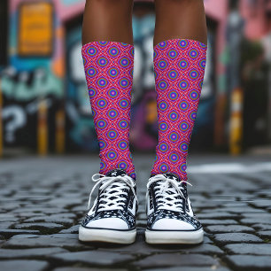 Abstrakt Peacock Cooles rosa Lila Muster Socken