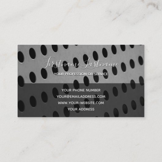 Abstrakt perforierte Metallplatte Monogramm Visitenkarte (Rückseite)