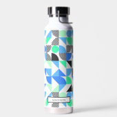 Abstrakt Personalisiert Blue Green Geometric Trinkflasche (Links)