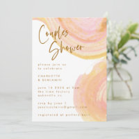 Abstrakt Pfirsich Pink Paint Swirl Paare Dusche