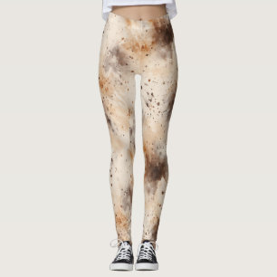 Abstrakt Pfirsichcreme Brown Leggings
