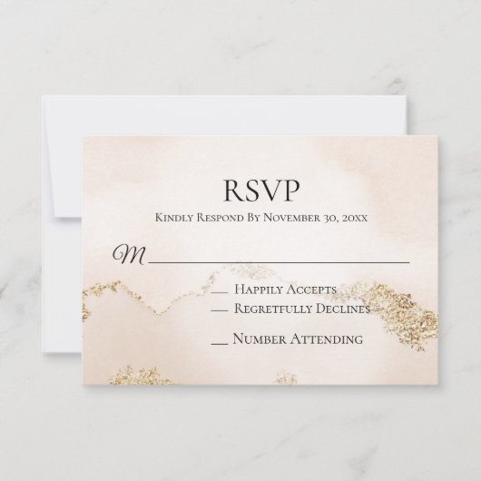 *~* Abstrakt Pfirsichfarbene Rosa-Blütenpfropfen RSVP Karte (Vorderseite)