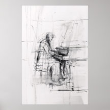 Abstrakt Pianist Poster - Ausdrucksstarke Musik