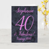 Abstrakt Pink Black 40 und fabelhaft Geburtstag Karte (Gelbe Blume)