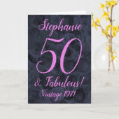 Abstrakt Pink Black 50 und fabelhaft Geburtstag Karte (Gelbe Blume)