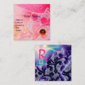 ABSTRAKT PINK BLAU LILA WAVES RED RUBY MONOGRAM QUADRATISCHE VISITENKARTE (Vorne/Hinten)