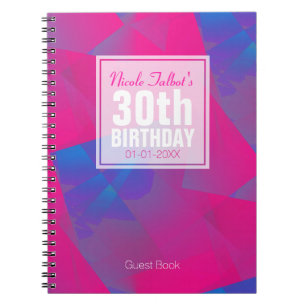Abstrakt Pink Blue 30. Geburtstag Gästebuch 10a Notizblock