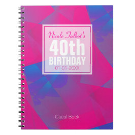 Abstrakt Pink Blue 40th Birthday Gast Book 10a Notizblock