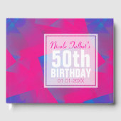 Abstrakt Pink Blue 50th Birthday Gästebuch (Vorderseite)