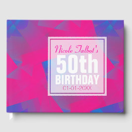 Abstrakt Pink Blue 50th Birthday Gästebuch