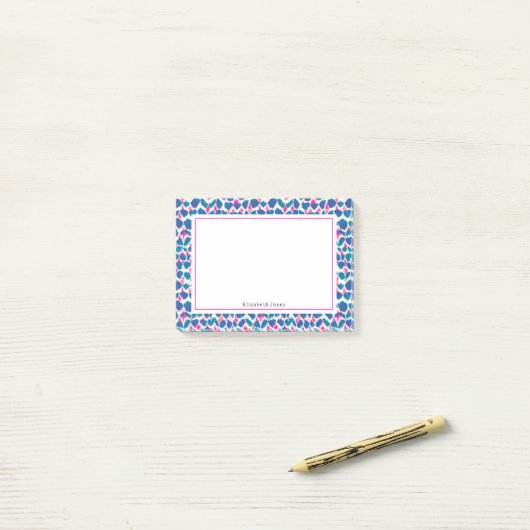 Abstrakt Pink & Blue Boho Dots Post-it Klebezettel (Auf Schreibtisch)