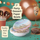 Abstrakt Pink Blue Gold Happy New Year 20xx 7" Pappteller