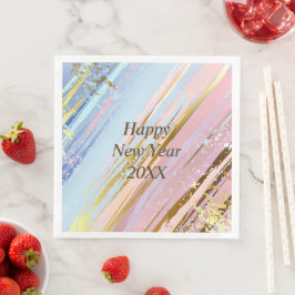 Abstrakt Pink Blue Gold Happy New Year 20xx Napkin Serviette