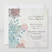 Abstrakt Pink Blue Grey Floral Post Wedding Einladung (Vorderseite)