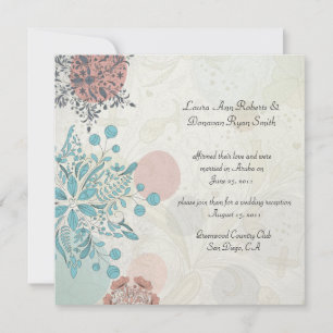 Abstrakt Pink Blue Grey Floral Post Wedding Einladung
