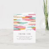 Abstrakt Pink & Blue Modern Watercolor Babydusche Dankeskarte (Vorderseite)