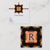 ABSTRAKT PINK BROWN SQUARE MONOGRAM Weiße Perle Quadratische Visitenkarte (Vorne/Hinten)