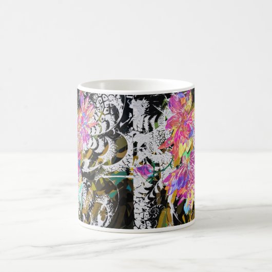 Abstrakt Pink Digital Blume - Moderne Blumenkunst Kaffeetasse (Mittel)