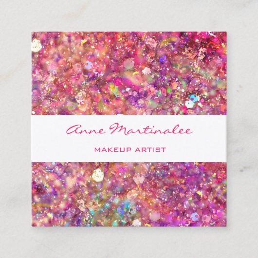 Abstrakt Pink Glitz Square Business Card Quadratische Visitenkarte (Vorderseite)