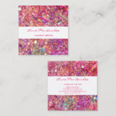 Abstrakt Pink Glitz Square Business Card Quadratische Visitenkarte (Vorne/Hinten)