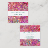 Abstrakt Pink Glitz Square Business Card Quadratische Visitenkarte (Vorne/Hinten)