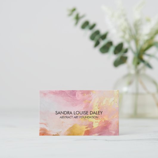 Abstrakt Pink Gold Farbe Farbe Moderne Kunst Visitenkarte (Stehend Vorderseite)