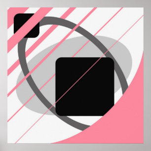 Abstrakt Pink Gray Off-White Black AP002 Poster