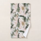 Abstrakt Pink Grüne Weihnachtsbäume Badhandtuch Set (Handtuch)