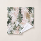 Abstrakt Pink Grüne Weihnachtsbäume Badhandtuch Set (Waschlappen)