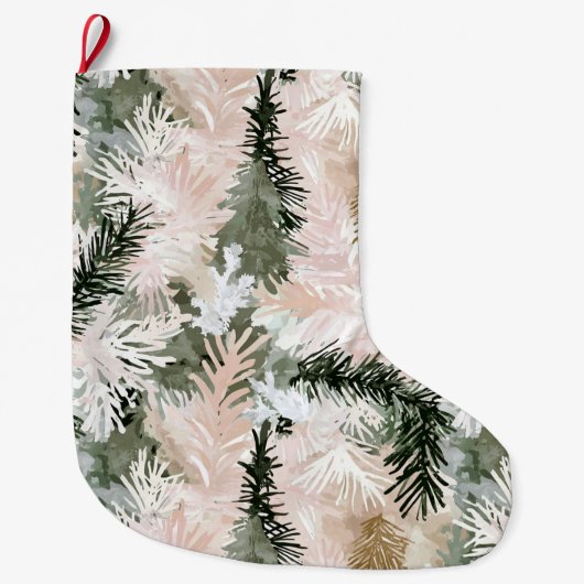 Abstrakt Pink Grüne Weihnachtsbäume Großer Weihnachtsstrumpf (Vorderseite)