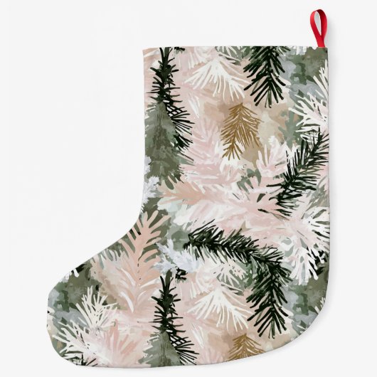 Abstrakt Pink Grüne Weihnachtsbäume Großer Weihnachtsstrumpf (Rückseite)