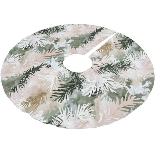 Abstrakt Pink Grüne Weihnachtsbäume Polyester Weihnachtsbaumdecke (Schrägansicht)